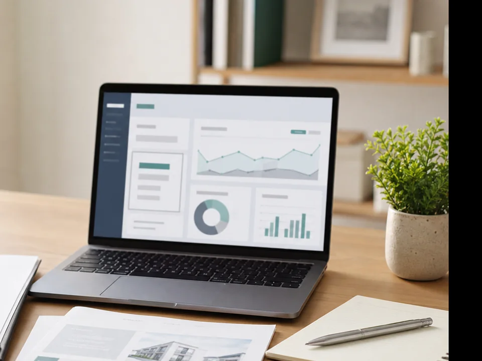 Poste de travail présentant un tableau de suivi immobilier